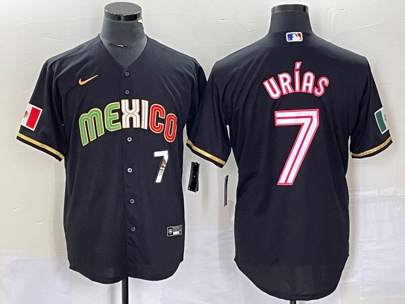 Men 2023 World Cub Mexico #7 Urias Black pink Nike MLB Jersey16